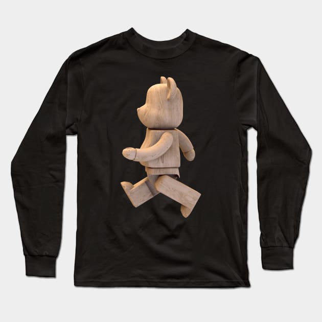 Wood Bearbrick Long Sleeve T-Shirt by visualeffect